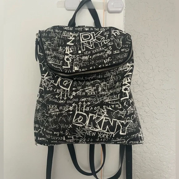 Dkny | Bags | Dkny Tilly Mid Foldover Black Womens Backpack  display picture 3